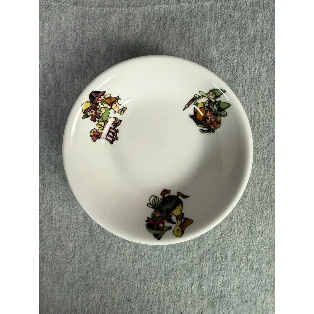 Vintage Mayer China Toyland Child's Plate & Bowl Set Puppies Ducks Frogs
